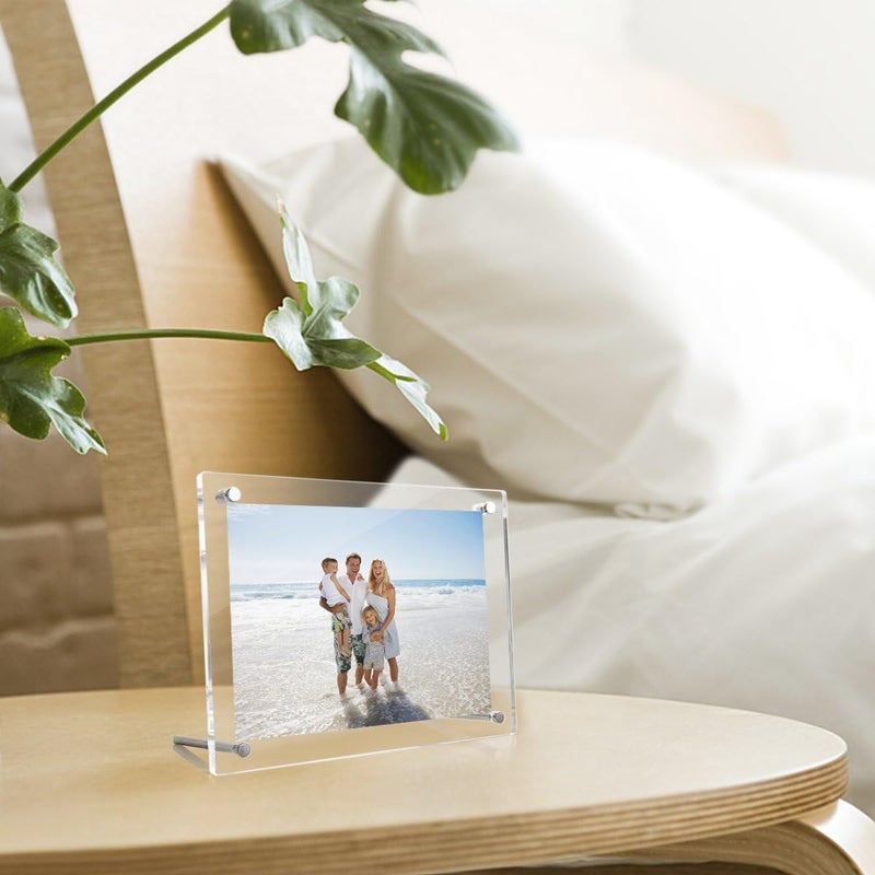 NIUBEE 4x6 Clear Acrylic Desktop Picture Frame, Beveled Frameless Plexiglass Photo Photography Display with Standoff - Image 3